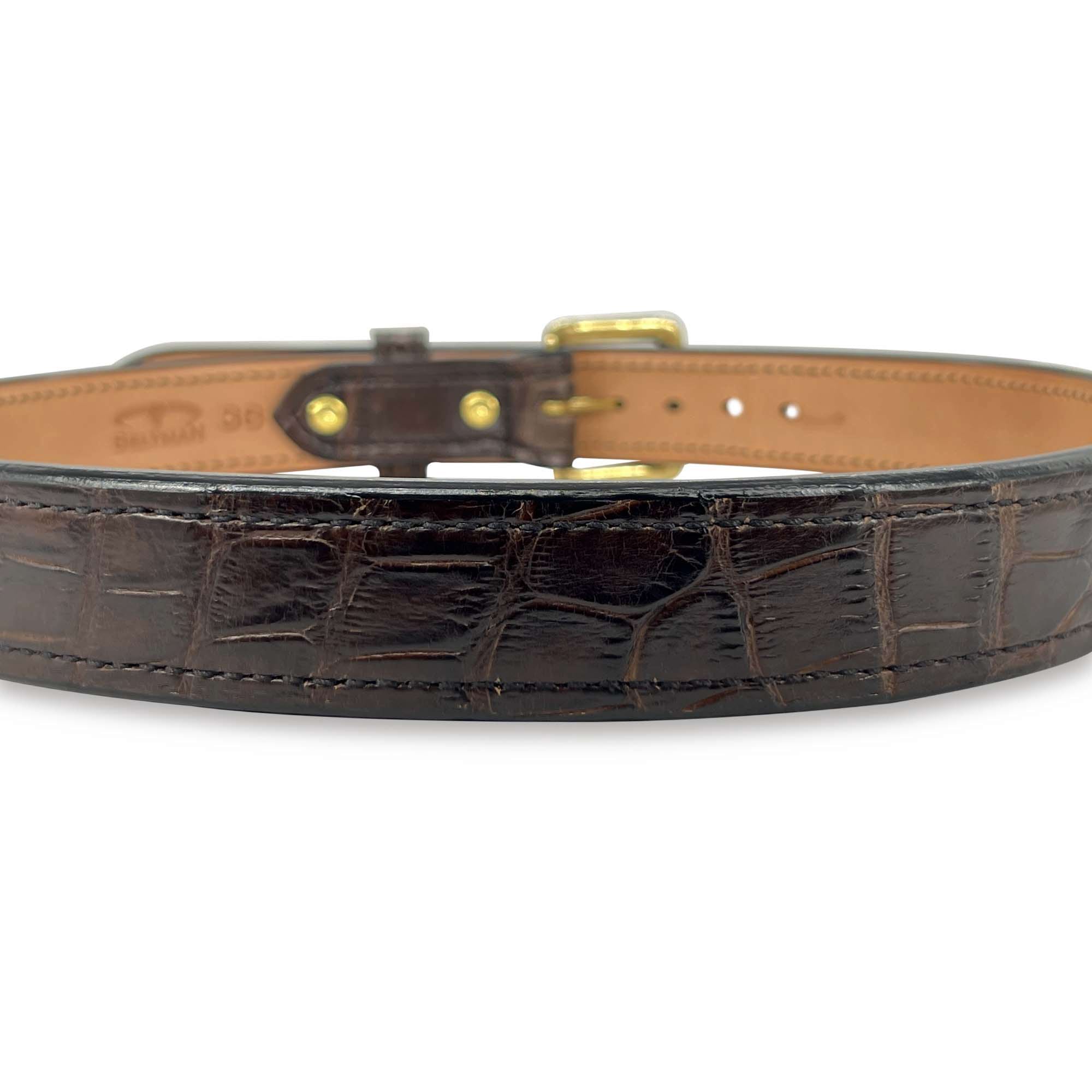 Black Glossy Crocodile Leather Belt 42 / 40 mm