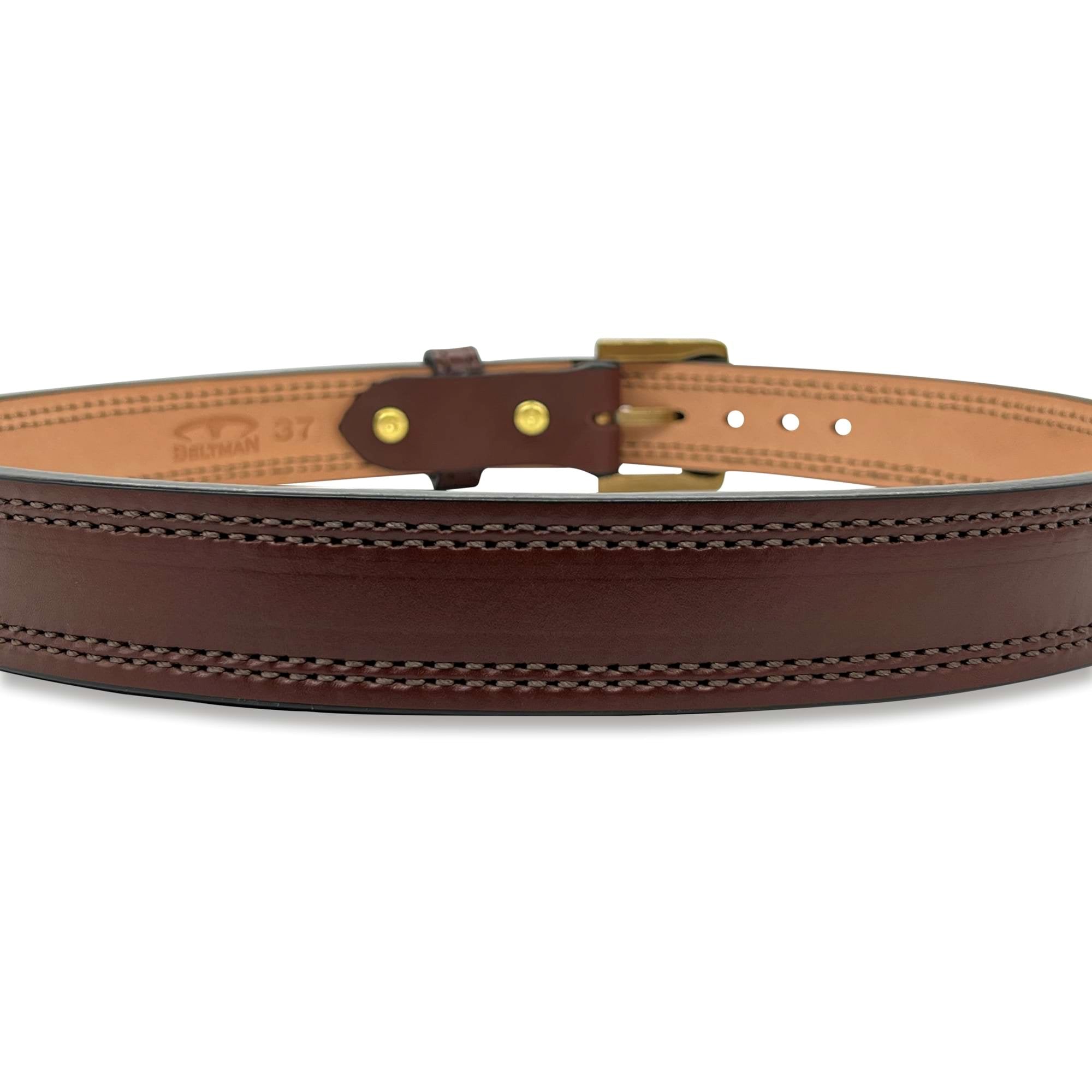 Hide & Drink, Men's Two Row Stitch Leather Belt Handmade : Bourbon Brown  (Size 20) at  Men's Clothing store