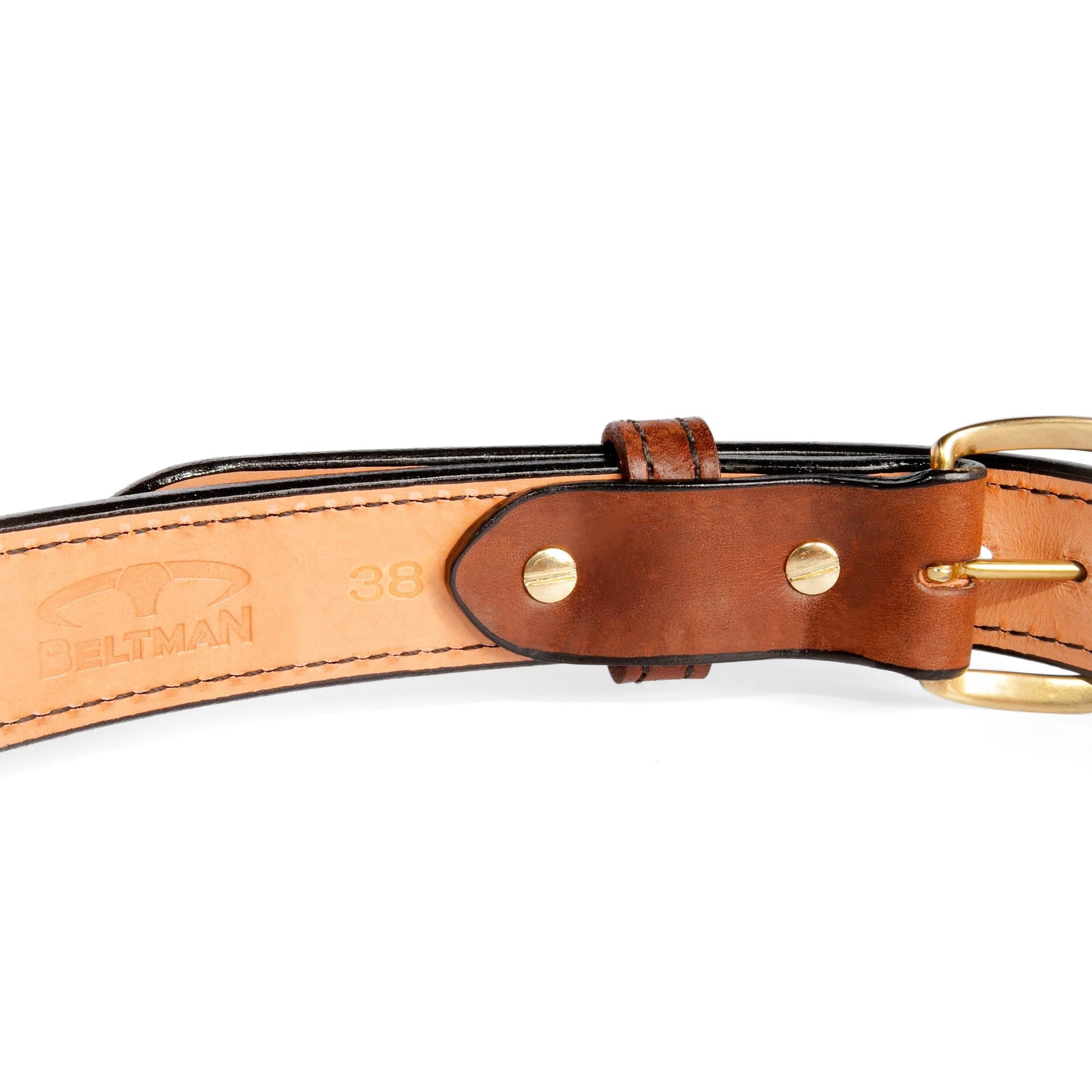 3-Inch Wide Brown Leather Guitar Strap with Clipped Corner Buckle
